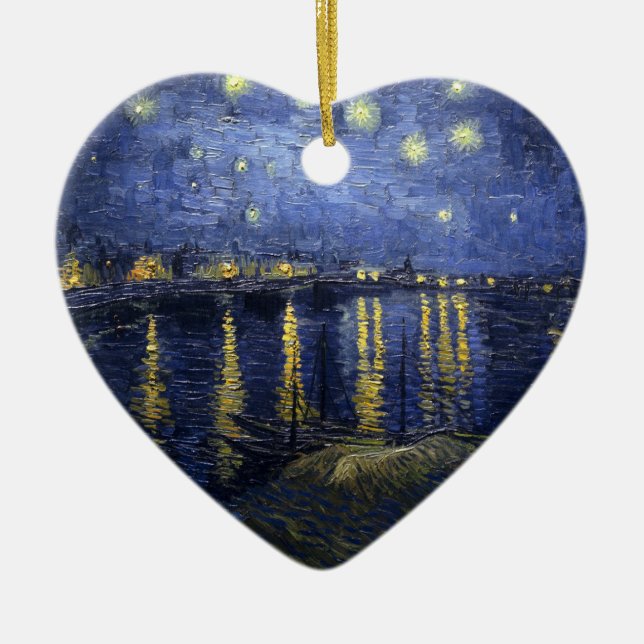 Van Gogh Starry Night Over The Rhone Ceramic Tree Decoration (Front)