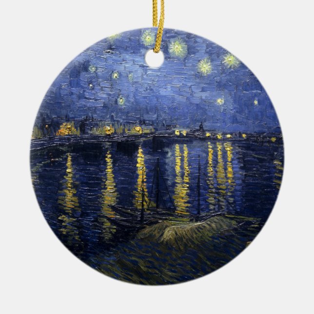 Van Gogh Starry Night Over The Rhone Ceramic Tree Decoration (Front)