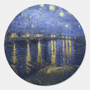 Van Gogh Starry Night Over the Rhone Classic Round Sticker