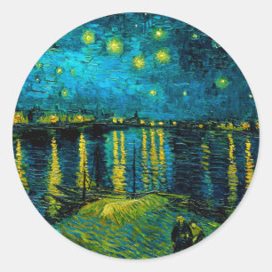 Van Gogh Starry Night Over the Rhône Classic Round Sticker