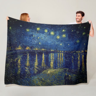 Van Gogh Starry Night Over the Rhone Fleece Blanket