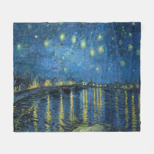 Van Gogh Starry Night Over the Rhone  Fleece Blanket