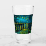 Van Gogh Starry Night Over the Rhône  Glass<br><div class="desc">Glass Tumbler featuring Vincent van Gogh’s oil painting Starry Night Over the Rhône (1888). Shining yellow stars decorate the blue night sky as a couple strolls along a riverbank in Arles. A perfect gift for fans of Post-Impressionism and Dutch art.</div>