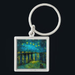 Van Gogh Starry Night Over the Rhône  Key Ring<br><div class="desc">Keychain featuring Vincent van Gogh’s oil painting Starry Night Over the Rhône (1888). Shining yellow stars decorate the blue night sky as a couple strolls along a riverbank in Arles. A perfect gift for fans of Post-Impressionism and Dutch art.</div>