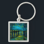 Van Gogh Starry Night Over the Rhône  Key Ring<br><div class="desc">Keychain featuring Vincent van Gogh’s oil painting Starry Night Over the Rhône (1888). Shining yellow stars decorate the blue night sky as a couple strolls along a riverbank in Arles. A perfect gift for fans of Post-Impressionism and Dutch art.</div>