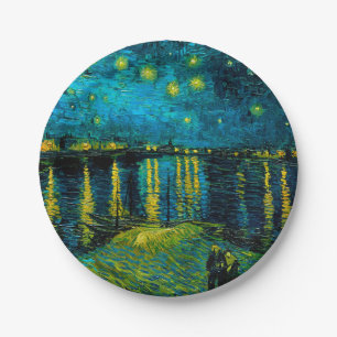 Van Gogh Starry Night Over the Rhône Paper Plate