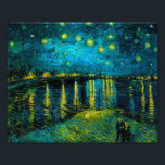 Van Gogh Starry Night Over the Rhône  Photo Print<br><div class="desc">Photo Print featuring Vincent van Gogh’s oil painting Starry Night Over the Rhône (1888). Shining yellow stars decorate the blue night sky as a couple strolls along a riverbank in Arles. A perfect gift for fans of Post-Impressionism and Dutch art.</div>