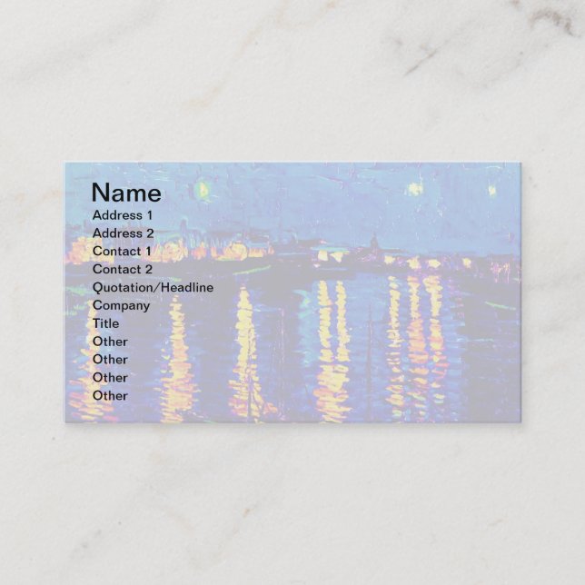 Van Gogh - Starry Night Over The Rhone Pop Art Business Card (Front)