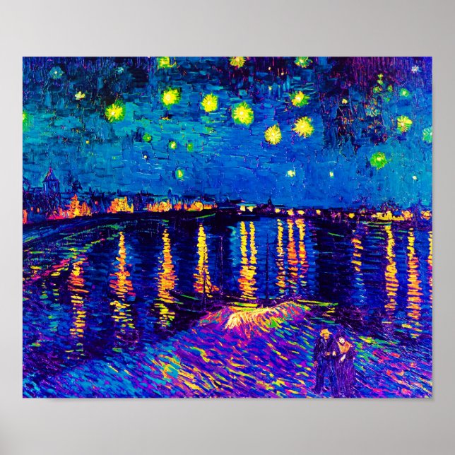 Van Gogh - Starry Night Over The Rhone Pop Art Poster (Front)