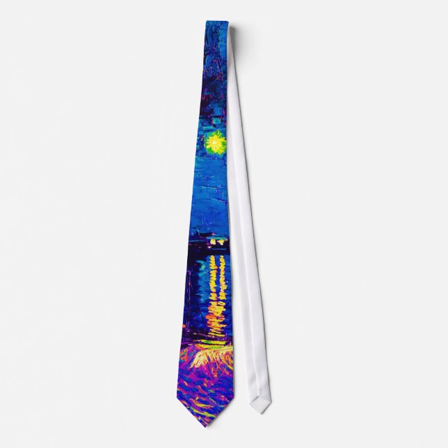 Van Gogh - Starry Night Over The Rhone Pop Art Tie (Front)