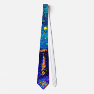 Van Gogh - Starry Night Over The Rhone Pop Art Tie