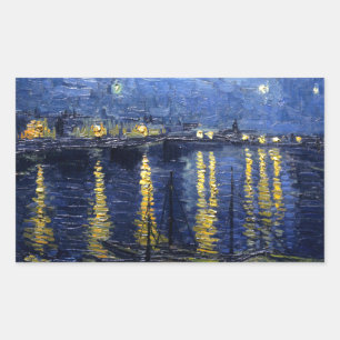 Van Gogh: Starry Night Over the Rhone Rectangular Sticker