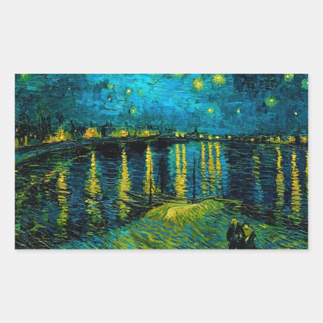Van Gogh Starry Night Over the Rhône  Rectangular Sticker (Front)