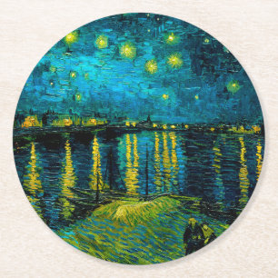 Van Gogh Starry Night Over the Rhône Round Paper Coaster