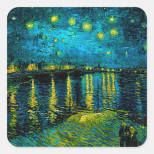 Van Gogh Starry Night Over the Rhône Square Sticker