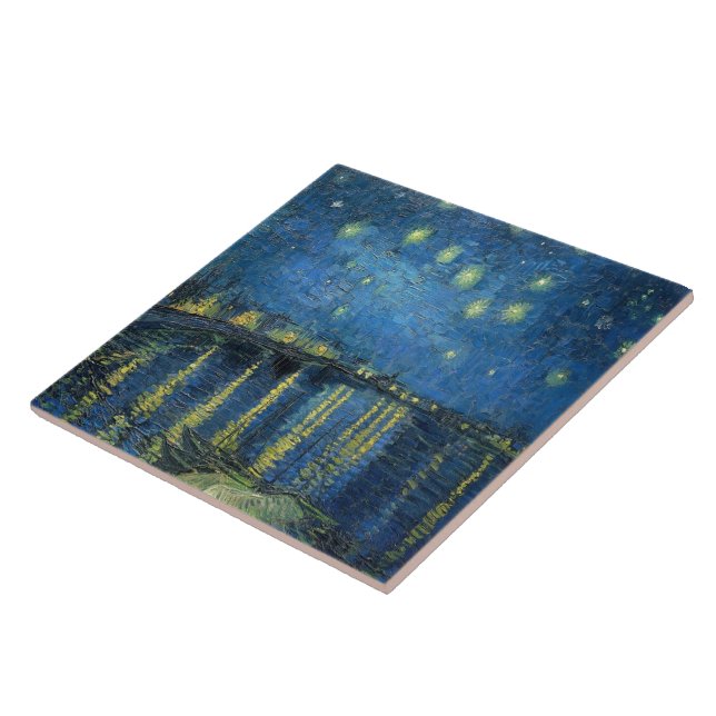 Van Gogh Starry Night Over the Rhone  Tile (Side)