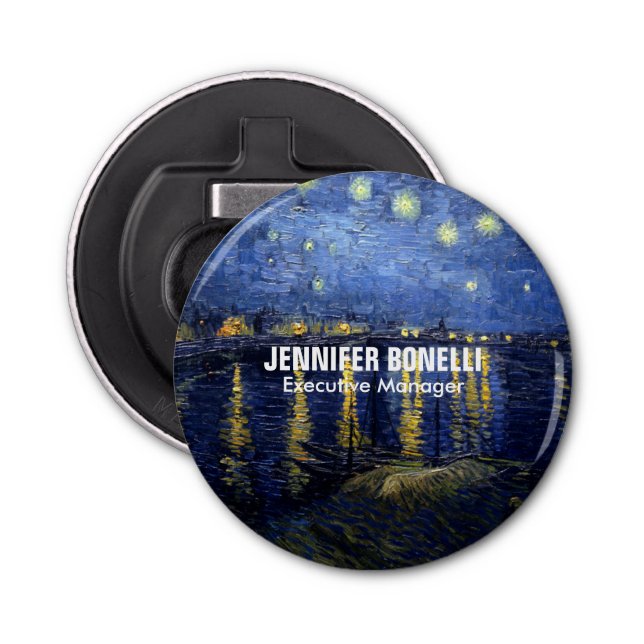 Van Gogh Starry Night Painting Add Your Name Bottle Opener (Front)