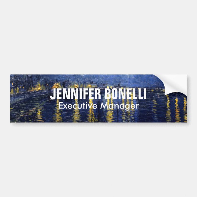 Van Gogh Starry Night Painting Add Your Name Bumper Sticker (Front)