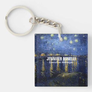 Van Gogh Starry Night Painting Add Your Name Key Ring