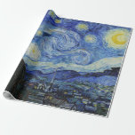 Van Gogh Starry Night Painting Wrapping Paper<br><div class="desc">Vincent Van Gogh  (30 March 1853 – 29 July 1890) was an influential Dutch post-impressionist painter.  This painting is Starry Night.</div>