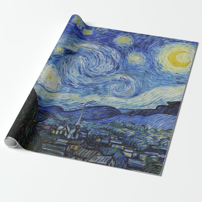 Van Gogh Starry Night Painting Wrapping Paper (Unrolled)