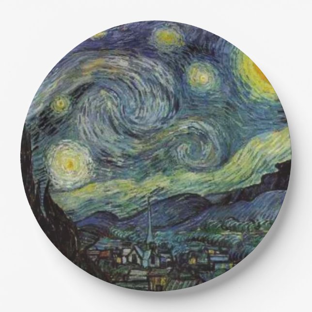 Van Gogh Starry Night Paper Plate (Front)
