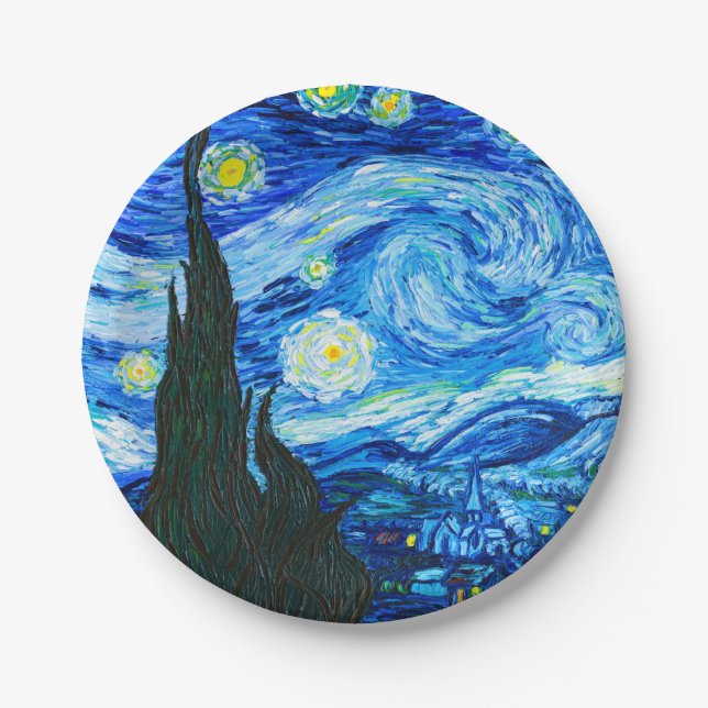 Van Gogh Starry Night Paper Plate (Front)