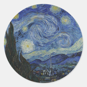 Van Gogh // Starry Night Pillow Classic Round Sticker