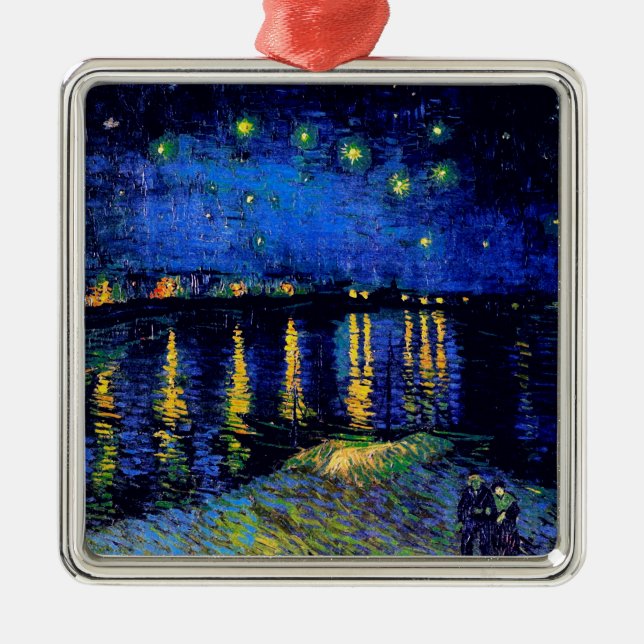 Van Gogh Starry Night Rhone (F474) Fine Art Metal Tree Decoration (Front)