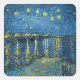 Van Gogh Starry Night Rhone Painting Square Sticker