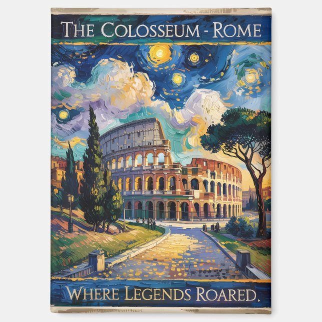 Van Gogh Starry Night Rome Italy Colosseum Travel  Magnet (Front)