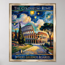 Van Gogh Starry Night Rome Italy Colosseum Travel