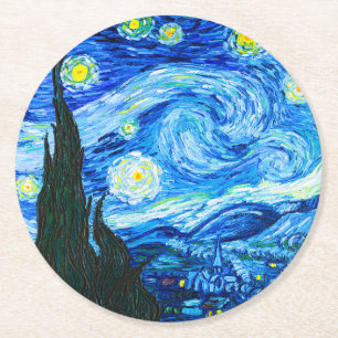 Van Gogh Starry Night Round Paper Coaster