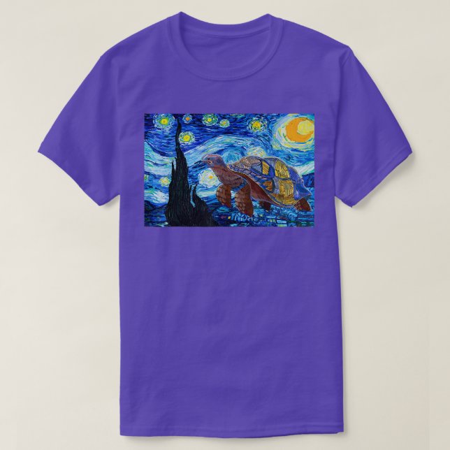 Van Gogh Starry Night Sea Turtle Art Painting T-Sh T-Shirt (Design Front)