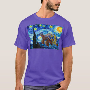 Van Gogh Starry Night Sea Turtle Art Painting T-Sh T-Shirt