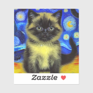 Van Gogh Starry Night Siamese Cat