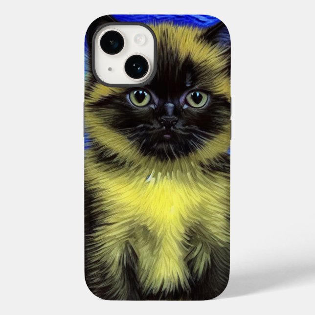 Van Gogh Starry Night Siamese Cat Case-Mate iPhone Case (Back)