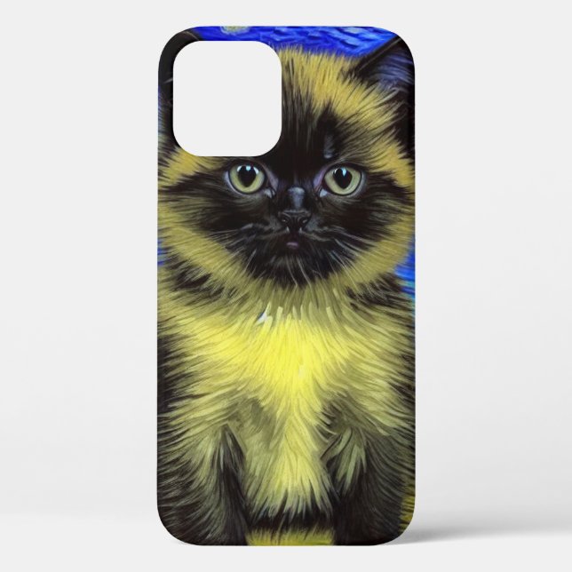 Van Gogh Starry Night Siamese Cat Case-Mate iPhone Case (Back)