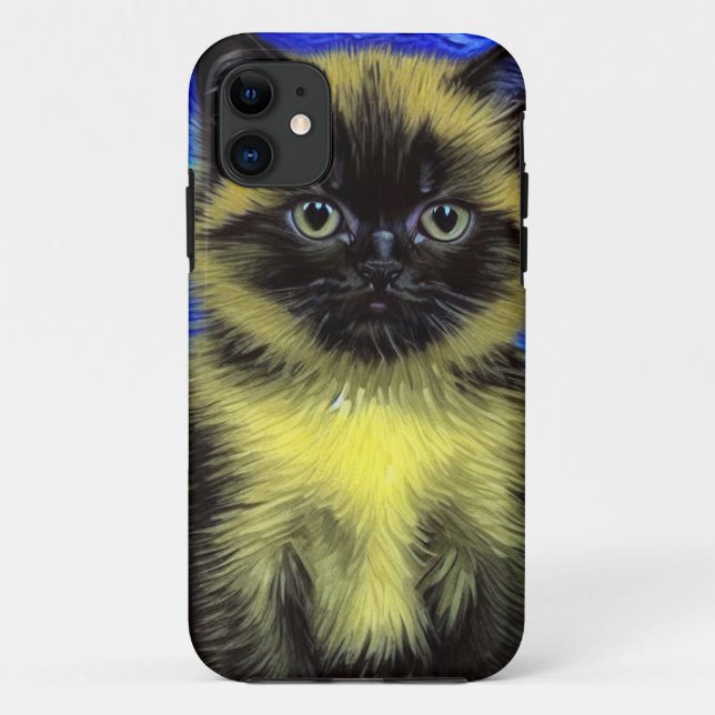 Van Gogh Starry Night Siamese Cat Case-Mate iPhone Case (Back)