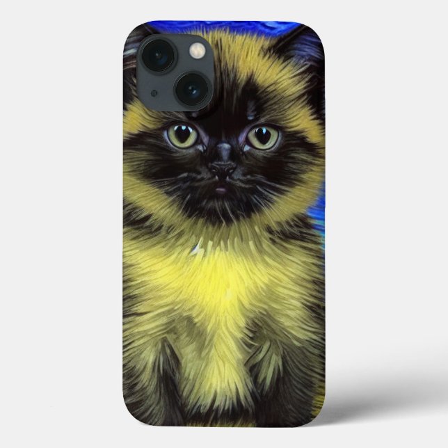 Van Gogh Starry Night Siamese Cat Case-Mate iPhone Case (Back)