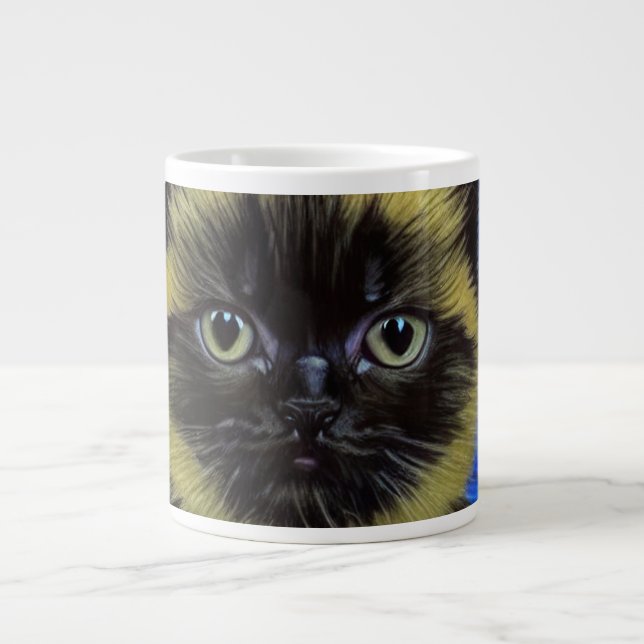 Van Gogh Starry Night Siamese Cat Large Coffee Mug (Front)