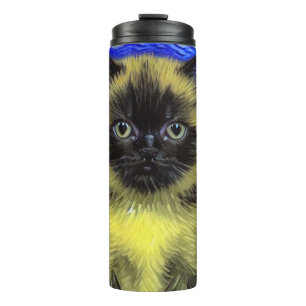 Van Gogh Starry Night Siamese Cat Thermal Tumbler