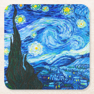 Van Gogh Starry Night Square Paper Coaster