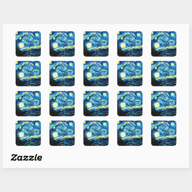 Van Gogh - Starry Night  Square Sticker (Sheet)