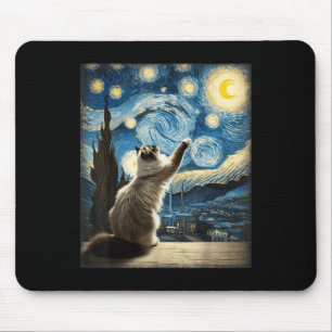 Van Gogh Starry Night Style Artistic Ragdoll Cat Mouse Mat