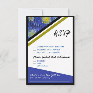 Van Gogh Starry Night Style RSVP wedding enclosure Card