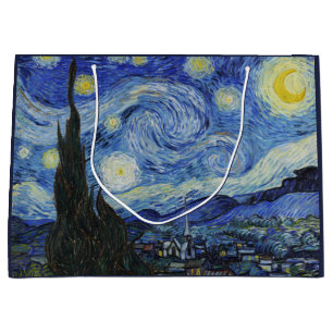 Van Gogh Starry Night Swirling Sky Blue Art Large Gift Bag