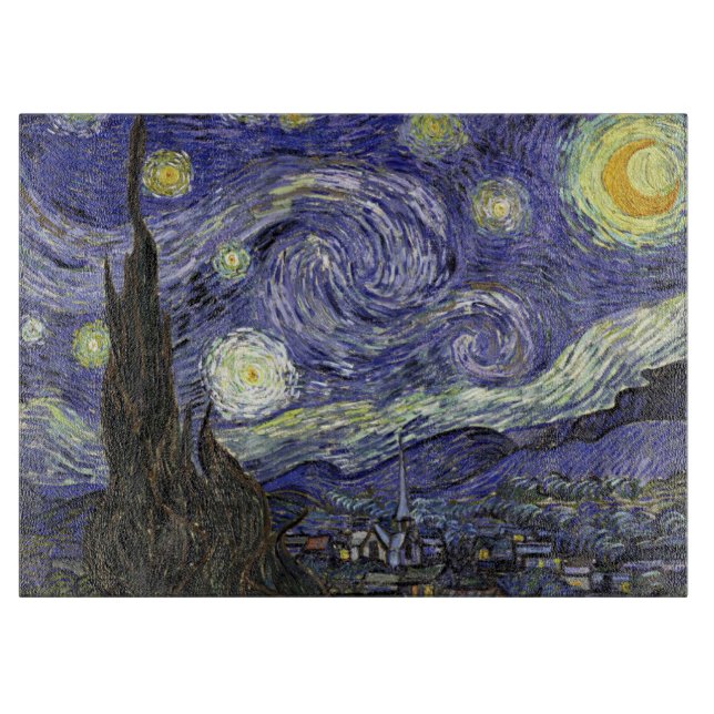 Van Gogh Starry Night Tempered Glass Cutting Board (Front)