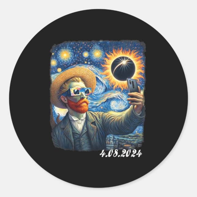 Van Gogh Starry Night Total Classic Round Sticker (Front)
