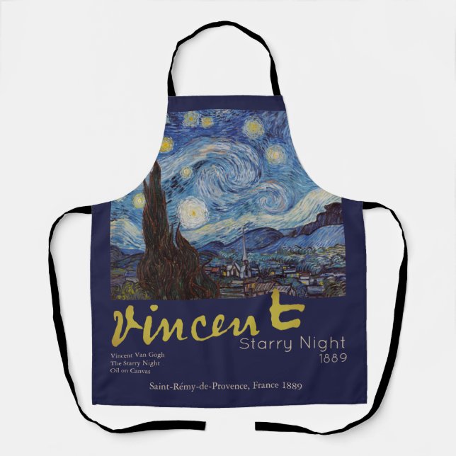 Van Gogh Starry Night Vintage Blue Masterpiece Apron (Front)